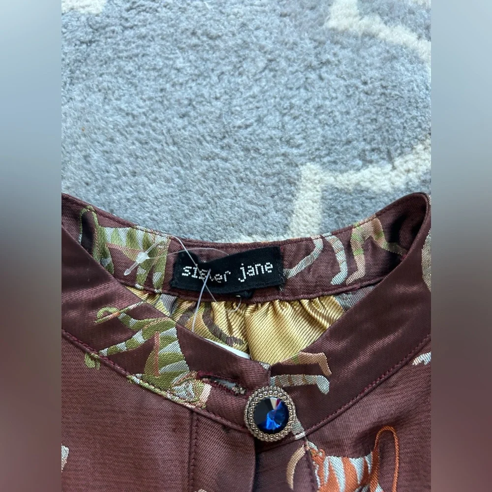 Sister Jane Size Small Mini Dress with peplum hem and jewel buttons - Picture 5 of 9